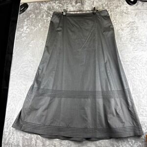 J.Crew Midi Skirt Womens 12 Gray Lace Up Back Pintuck A-Line Cotton (1448)